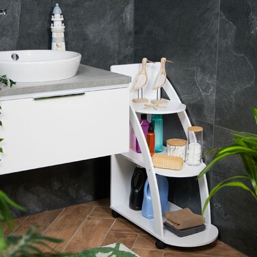 Relaxdays - Трирівневий білий візок для зберігання