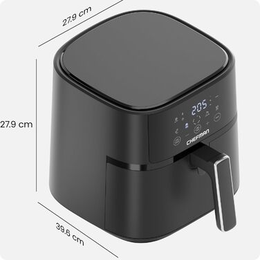 Фритюрниця без олії Chefman 5.7L з Hi-Fry технологією, сенсорне управління, антипригарне покриття, чорна