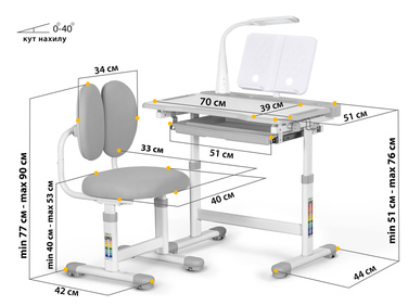 Комплект меблів Evo-Kids (стіл+стілець+полиця+лампа) BD-20 G