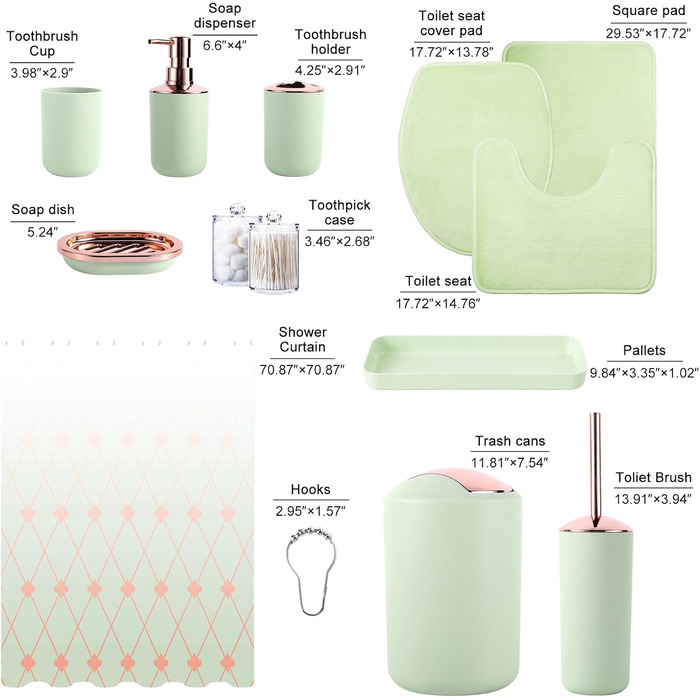 Набір аксесуарів для ванної кімнати, чорний колір: сміттєвий бак, дозатор мила, мильниця, щітка для унітазу, тримач для зубних щіток, стаканчик, піднос, контейнер для ватних паличок, органайзер для стільниці, подарунковий набір