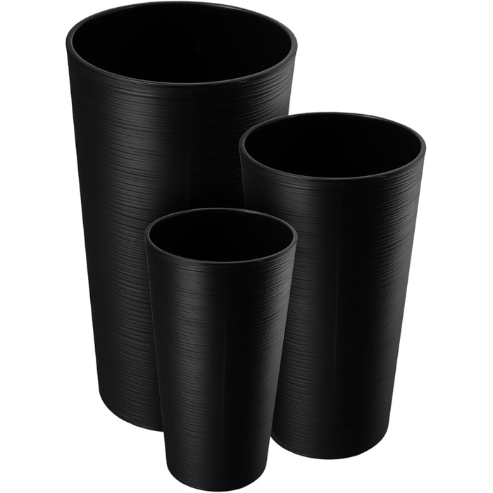 Набір горщиків KADAX (3 шт) з дерев'яною стружкою, чорний, 19.25/30 см