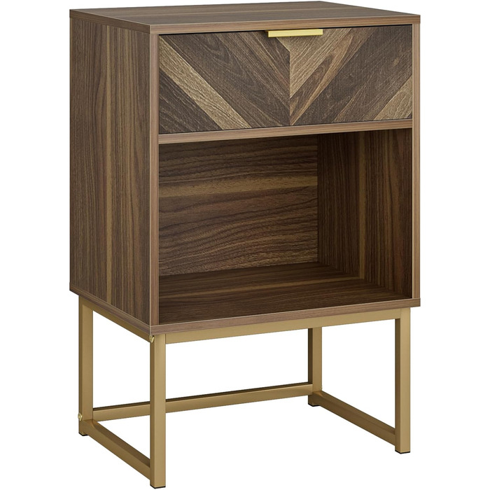 Приліжкова тумбочка з відкритим відділенням, журнальний столик для вітальні та спальні (горіх, 40 x 30 x 60 см)