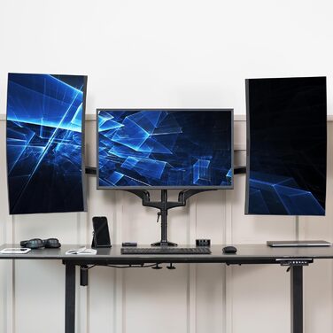 Тримач для двох моніторів VIVO STAND-V002KW – регульована висота, повний діапазон руху, настільний кріплення VESA, білий (для моніторів 32-43 дюймів)