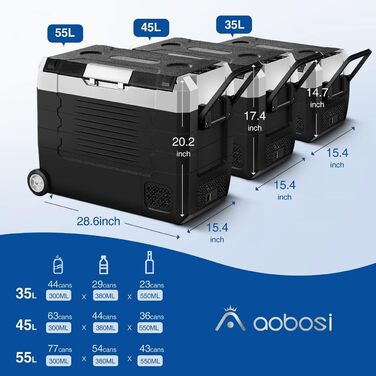 Кühlbox AAOBOSI Kompressor 45L з WiFi-керуванням, -20°C, 12/24/240V для авто, вантажівки, човна, кемпінгу