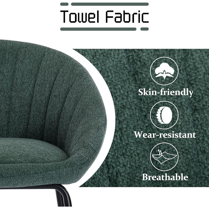 Барні стільці 2 шт. Chairus, металевий каркас, з льону, для кухні/домашнього бару (зелений)