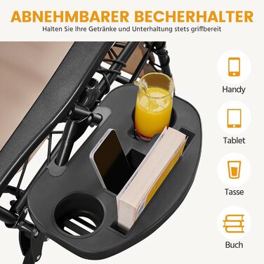 Розкішні лежаки для відпочинку Yaheetech (2 шт.) - складані, з подушкою та тримачем для напоїв, бежеві