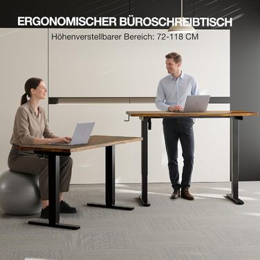 Електричний стіл з регулюванням висоти 120x60 см з функцією пам'яті, для офісу та дому. Білий колір, керування кабелями та гачки.