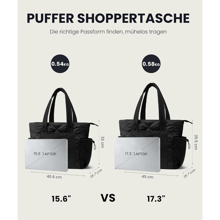 LOVEVOOK Сумка-шоппер для жінок, велика, робоча сумка, торбинка-шоппер, сумка для ноутбука 15,6/17,3 дюйма, сумка для навчання, офісна сумка, сумка для роботи, універсальна чорна сумка LOVEVOOK