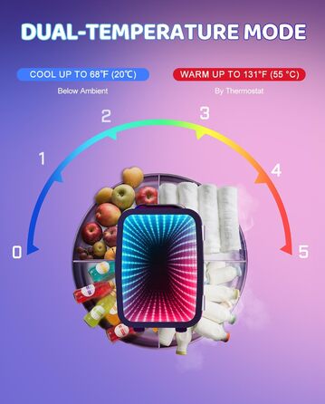 Міні-холодильник LIGIANT MF01C на 4Л з 7 режимами підсвічування та функцією підігріву, безшумний, AC/DC, для авто, офісу та геймерської кімнати (чорний глянцевий)