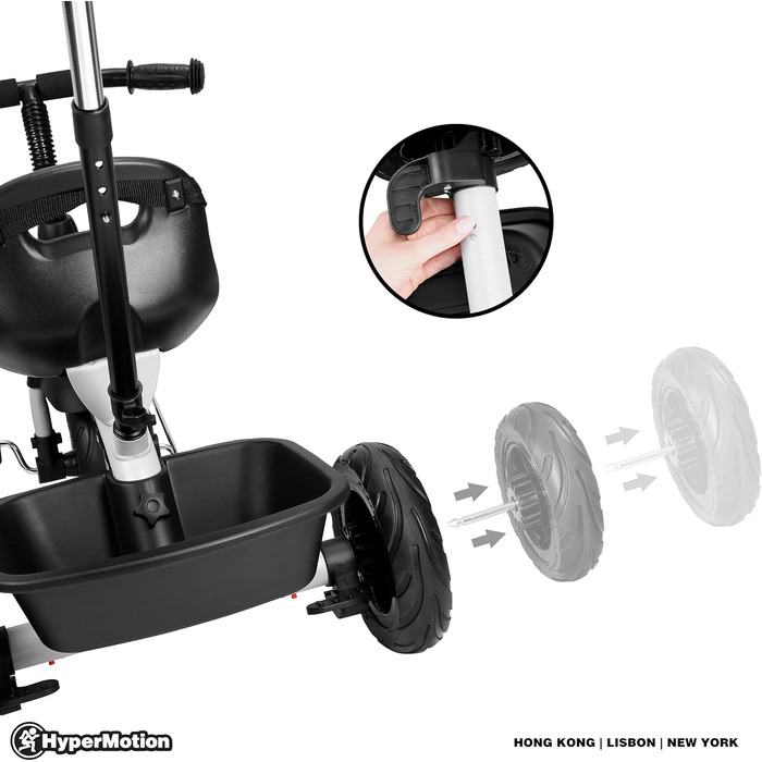 Триколісний велосипед дитячий TOBI Vector з ручкою для батьків, ремені безпеки, сірий