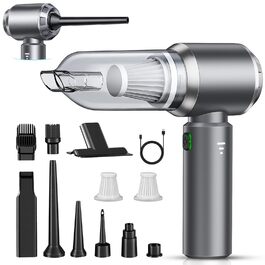 Акумуляторний ручний автомобільний пилосос 4 в 1, безщітковий двигун, потужність 26000 Па, портативний міні-пилосос для авто, офісу та клавіатур, сірий