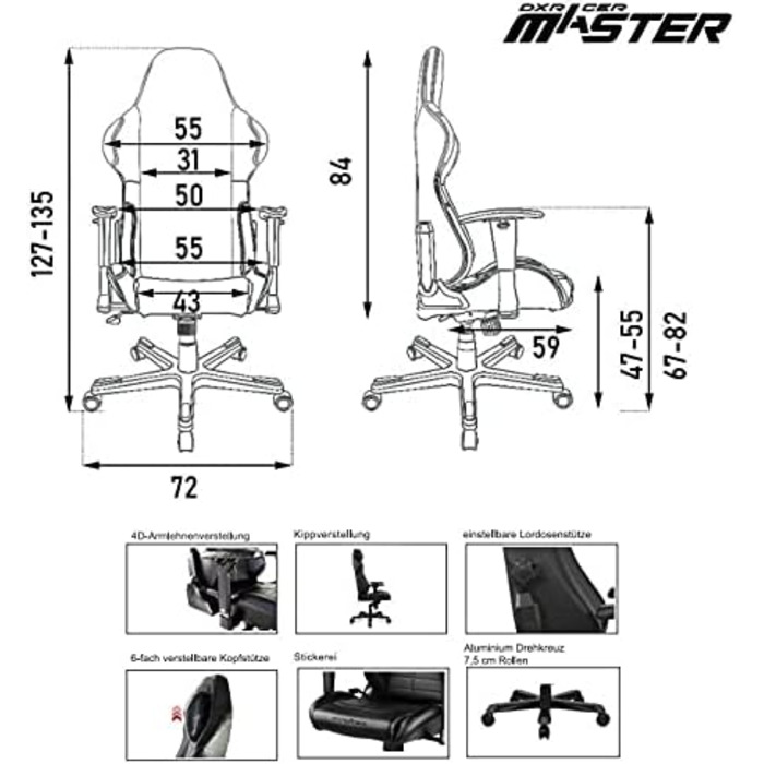 Ігрове крісло Robas Lund DX Racer Master Executive Chair XXL DMC-I233S-N-A3