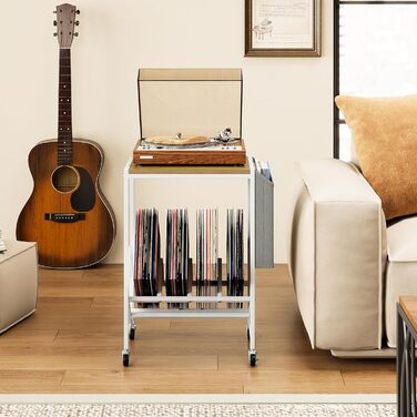 Регулятор для платівок COSTWAY з полицями для платівок та журналів, білий