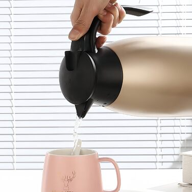 Термос-термокана 2л з нержавіючої сталі, двостінна вакуумна ізоляція, рожеве золото. Для кави, чаю та інших напоїв. Зберегає тепло/холод до 24 годин.