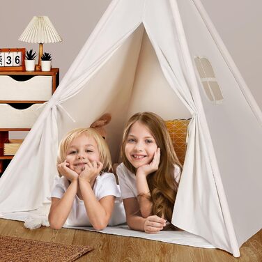 Дитячий намет Wilwolfer Tipi: намет для дітей з бавовни для гри в приміщенні, з сумкою, для дівчаток та хлопчиків, іграшка з чистої бавовни