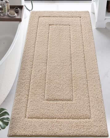 Килимок для ванної кімнати DEXI, преміум-якість, м'який, поглинаючий, з антиковзаючим покриттям, 40.6 x 61 см (2' x 5' Rectangular), Бежевий