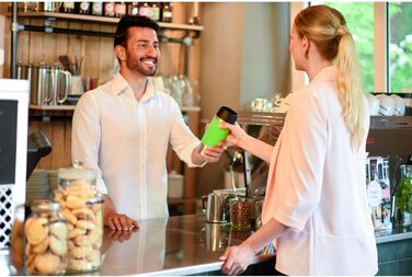 Термокружка Emsa Travel Mug Classic 360 ml, жовта, з рукавом, Quick-Press, 360° відкриття