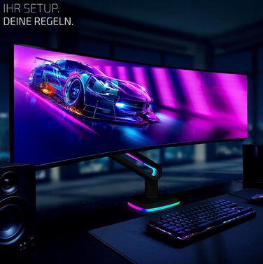 Кріплення для монітора Invision Vortex Gaming – 27–57 дюймів – Curved & UltraWide – RGB LED – 3–18 кг (VR200)