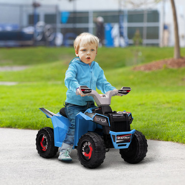 HOMCOM Electric Kids Quad, Міні електричний квадроцикл з функцією руху вперед, Функція заднього ходу, Електромобіль 6 В для дітей 1,5-3 роки, 2,5 км/год, Синій