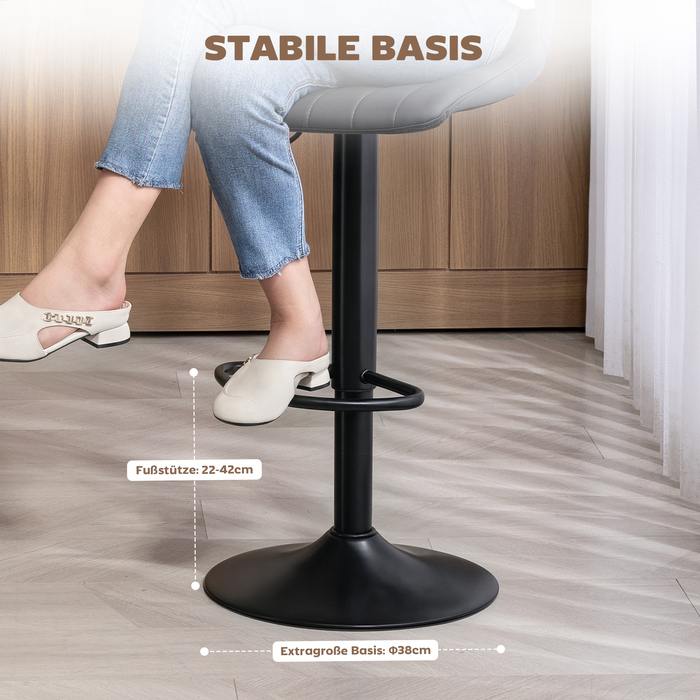 Набір з двох барних стільців у ретро-стилі, з підставкою для ніг, регульованої по висоті, розміром 43 см x 49,5 см x 111 см