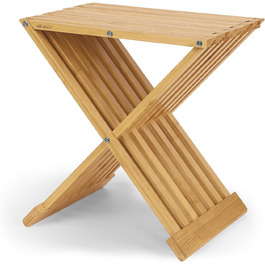 Складаний табурет для сауни та душу WILLOWYBE – водонепроникна бамбукова лавка, багатофункціональний стілець для ванної кімнати та парної, натуральний колір