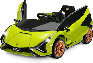 Дитячий електромобіль Lamborghini 12V з пультом, ременем безпеки, світлом, музикою та сигналом, електрокар для дітей від 3 років, зелений