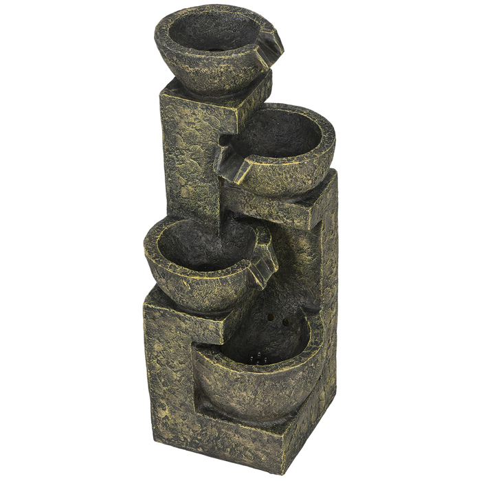 Садовий фонтан / Водоспадний фонтан, регульована швидкість, 25 x 24 x 60 см, чорний