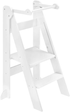Bellabino Tay – Навчальний столик-лесенка для дітей від 1 року, білий, регульований, з захистом від перекидання, Монтессорі, з берези