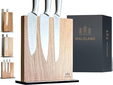 Магнітний ножовий блок WALDLAND Premium з міцної деревини дуба магнітний тримач ножа з обох сторін