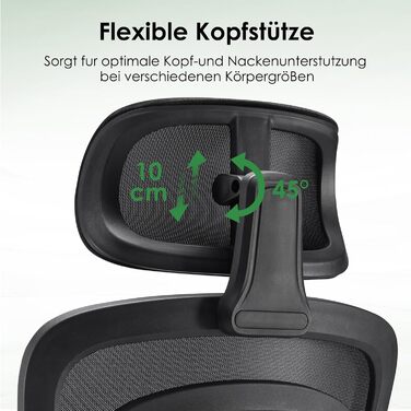 Ергономічне крісло Farini для офісу та дому: регульоване, з підголівником, сіро-біле (1680-grauweiß)