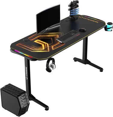 Ігровий стіл ULTRADESK FRAG V3 LED RGB - вміщує 2 монітори, сталева конструкція, 150x60 чорний