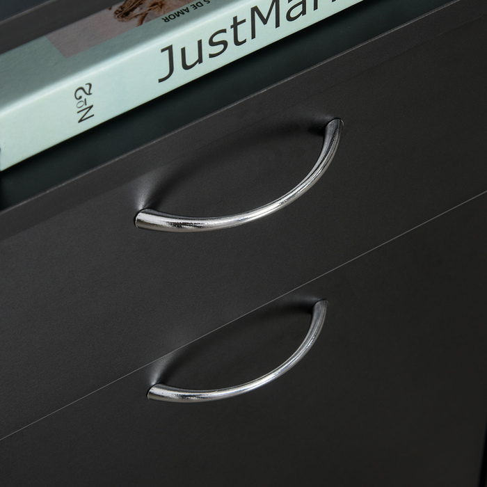 Контейнер на колесах з висувними ящиками, 1 відсік, 1 полиця, 1 ящик, 40 см x 3 см x 60 см, чорний