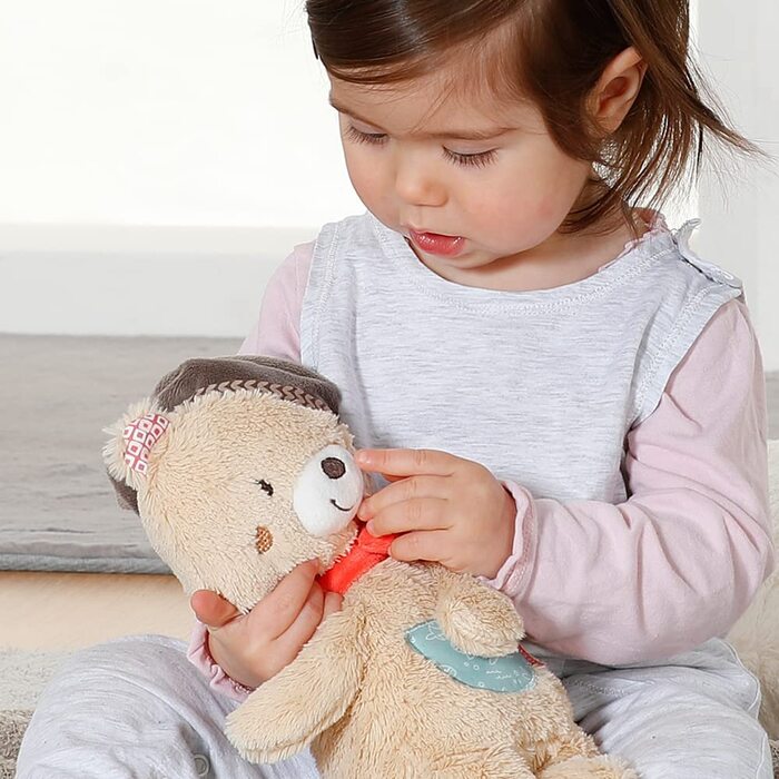 Фен 053029 М'яка іграшка-нічник з вишивкою світиться в темряві і модулем нічного освітлення - для дітей від 0 місяців і старше-Розмір 21 см (ведмідь)