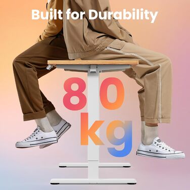 Регульований за висотою стіл HUANUO, 4 положення пам'яті, електричний, для дому та офісу, стоячий стіл, світло-коричневий, 140 x 80 см