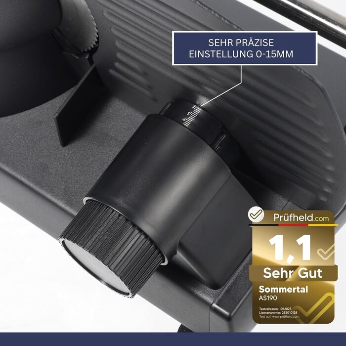 Електрична швейцарська машина для нарізання Allesschneider AS190 DUAL 200W з нержавіючої сталі з хвилястим та гладким лезом, компактна, професійна, для нарізання хліба та інших продуктів, регулювання 0-15 мм