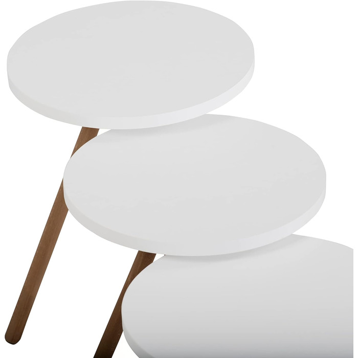 Гніздовий стіл Hjørring в комплекті з 3 шт. Журнальний стіл круглий Стіл для вітальні Журнальний столик Журнальний столик 49 x Ø34 см Журнальний столик Білий