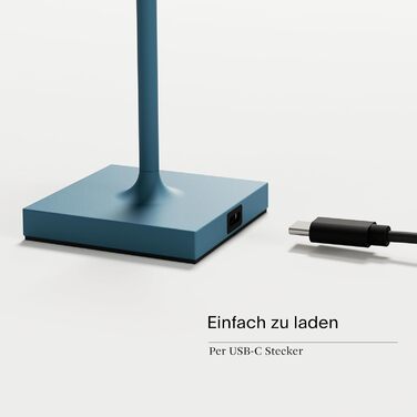 SIGOR Nuindie 2.0 - LED-лампа настільна акумуляторна, диммер, IP54, 38 см, USB-C, 12 год, блакитний (Pocket (USB-C))
