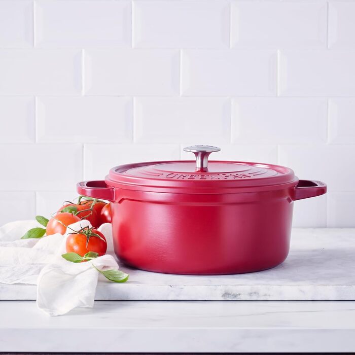 GreenPan Featherweights - Сковорода з кришкою, 22 см, 3 л, керамічне антипригарне покриття, чавун, індукція, сумісна з духовкою, червона