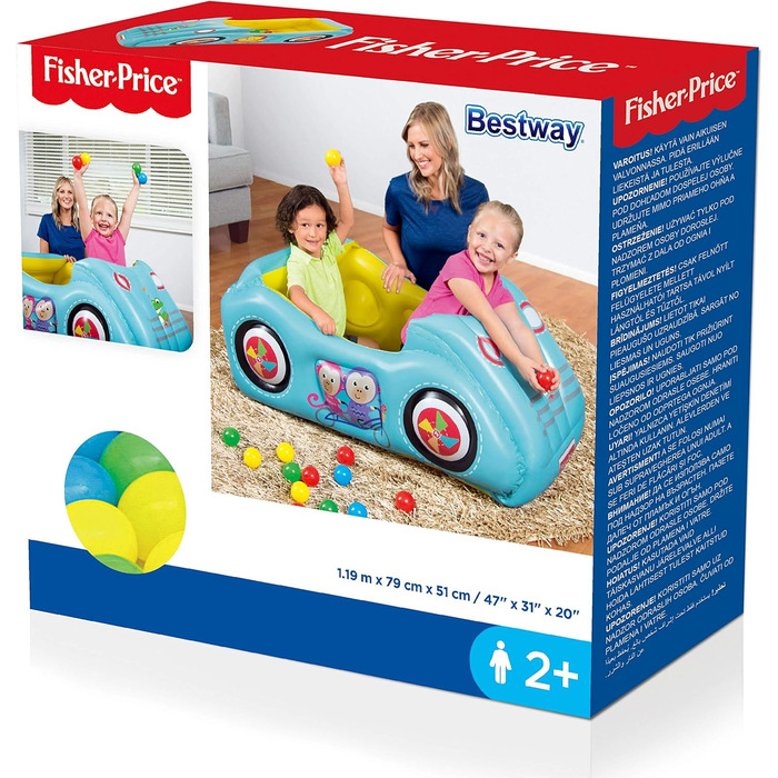 Басейн з м'ячем Bestway Fisher-Price, гоночний автомобіль, 119 x 79 x 51 см