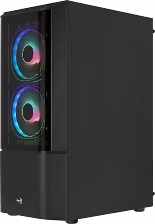 Комп'ютерний корпус ATX AeroCool Quantum v2 RGB із скляними панелями, чорний