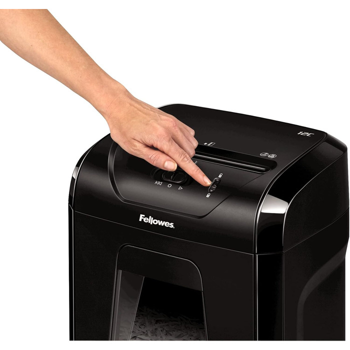Fellowes знищувач паперу Powershred FS-12C: 12 листів, перехресний шредер, 19 л контейнер, для офісу та дому, знищення кредитних карт, білий