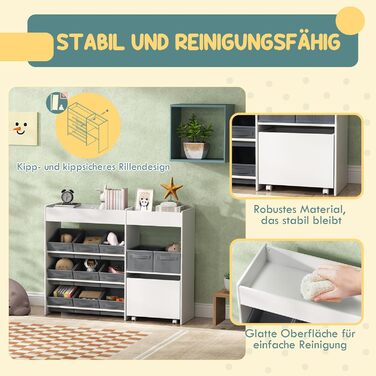 Дитяча полиця AIYAPLAY з 11 ящиками для зберігання, книжкова полиця для дітей, органайзер іграшок, полиця для дитячої кімнати з верхніми секціями, 3 наклейки для дитячої кімнати/садочка, 105 x 30 x 80 см, білий