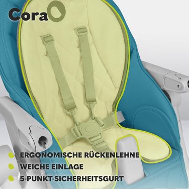 Дитячий стільчик Lionelo Cora Plus 2 в 1, 6-36 місяців, до 15 кг, з регулюванням висоти та ігровим бруском (Блакитний)