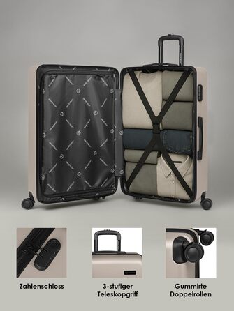 Набір валіз Smartbox Hartschalen 3-в-1 для жінок та чоловіків | Легкі та міцні валізи з ABS-пластику | 4 колеса та кодовий замок | Серія 05, колір Greige