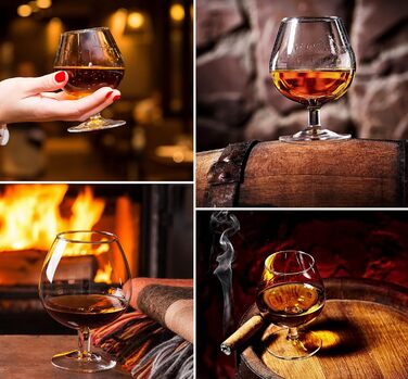 Набір з 4 келихів для коньяку та бренді | 350 мл | Скляний набір для коньяку, бренді, коктейлів | Для дому, ресторанів та вечірок | Можна мити в посудомийній машині