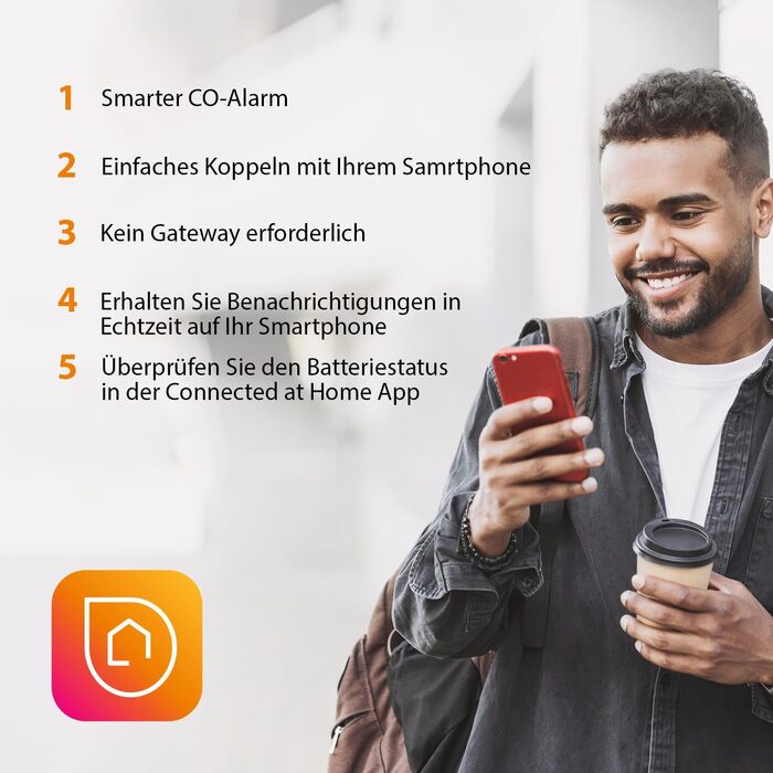 Smartwares Ко-Детектор диму та газу WiFi – 85 дБ, 10 років роботи сенсора, сповіщення через додаток, кнопка тестування, білий