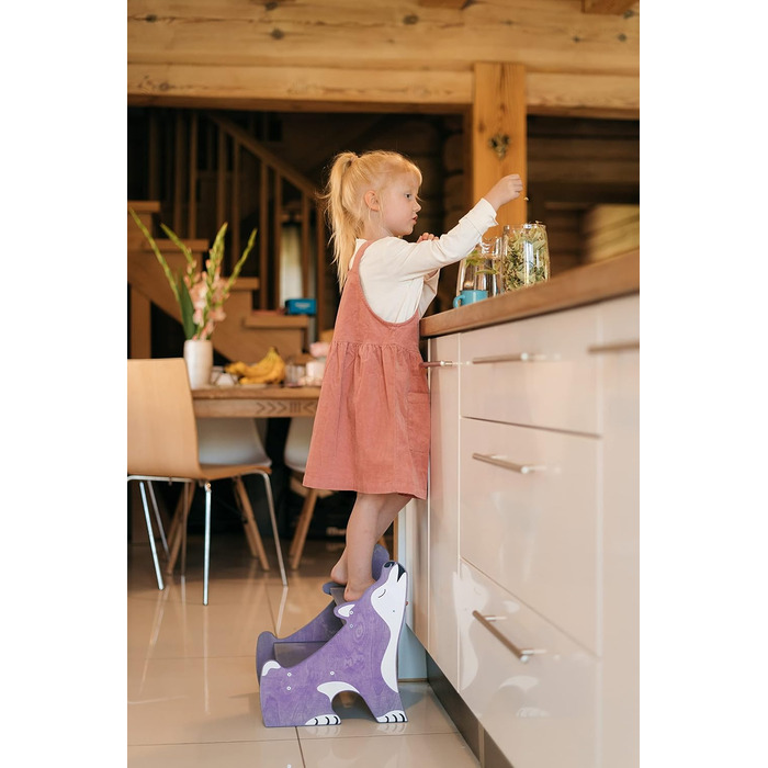 Дитячий тритухомір Wild Kids з дерева, 2 сходинки, для ванної кімнати, фіолетовий (Montessori)