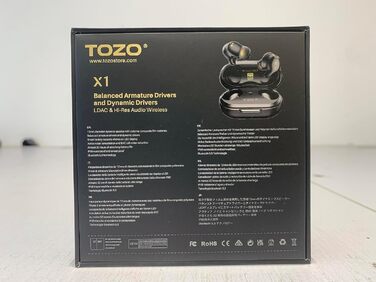 Навушники TOZO X1, бездротові, гібридний драйвер, LDAC Hi-Res, шумозаглушення ANC, чорний