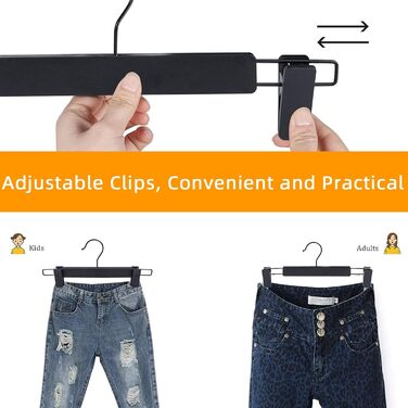 30 шт. вішалки для штанів та спідниць Northern Brothers, чорного кольору, з кліпсами, з пластику, для джинсів та шортів
