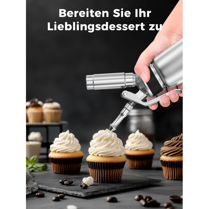 Пристрій для збивання вершків, 500 мл, з набором насадок та щіткою (нержавіюча сталь)